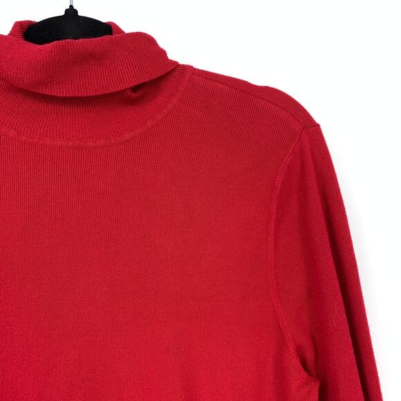 Chicos Turtleneck Fitted Sweater Womens Size 2 US Large Red Long Sleeve - Picture 3 of 6